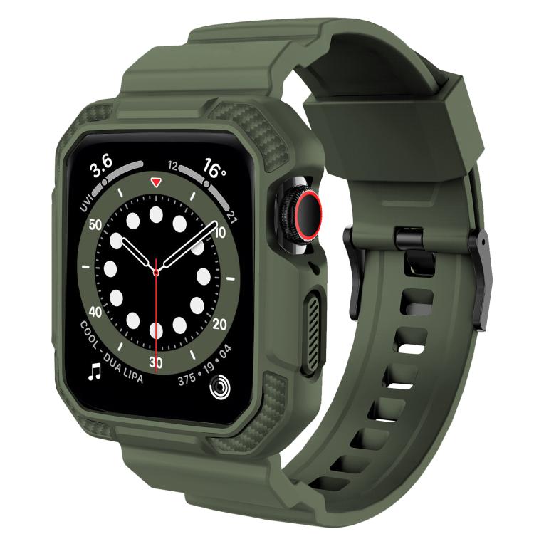 For Apple Watch 42mm / 41mm / 40mm / 38mm VIETAO Carbon Fiber Silicone Strap(Grass Green)