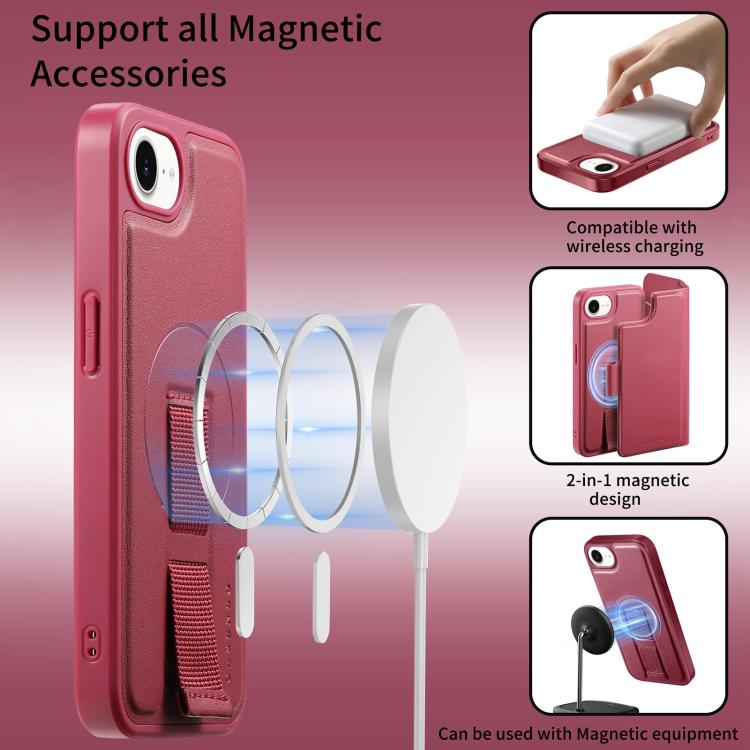 For iPhone 16e CaseNeo Finger Grip Strap MagSafe Leather Phone Case(Red) - free shipping - PMc TechLife - Order now!
