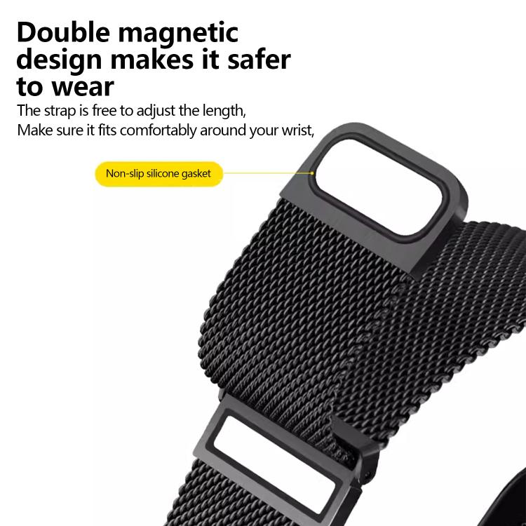 Kalebol 20mm Universal Loop Double Magnetic Buckle Milanese Strap(Black) - free shipping - PMC Jewellery - Order now!
