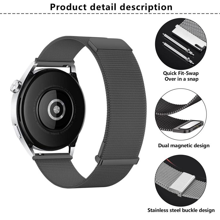 Kalebol 20mm Universal Loop Double Magnetic Buckle Milanese Strap(Black) - free shipping - PMC Jewellery - Order now!