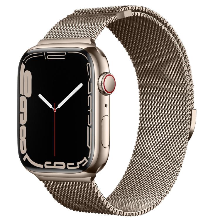 For Apple Watch 46mm / 49mm / 45mm / 44mm Kalebol Semi-circular Milanese Stainless Steel Strap(Vintage Gold)