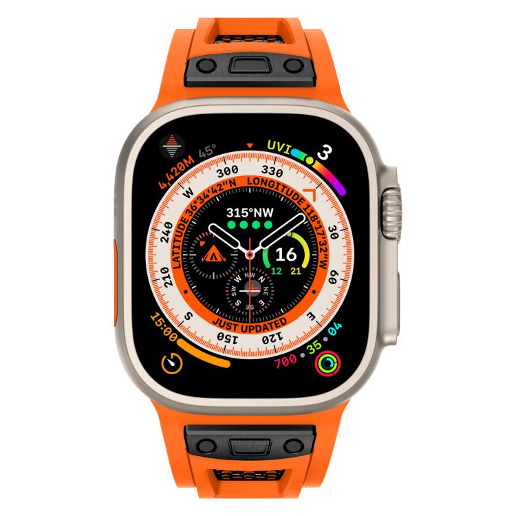 For Apple Watch 46mm / 49mm / 45mm / 44mm Kalebol Honeycomb TPU Black Mesh Strap(Orange Black Net)
