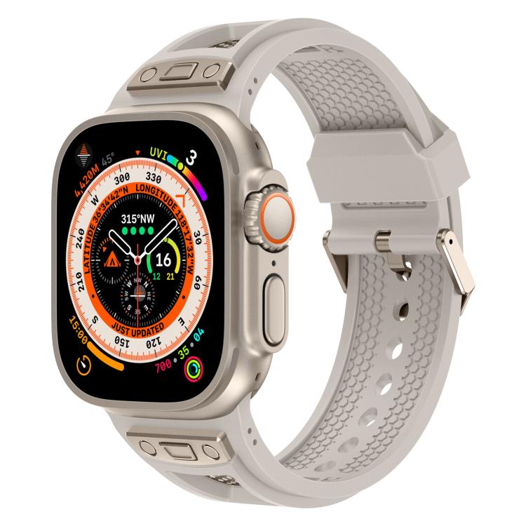 For Apple Watch 46mm / 49mm / 45mm / 44mm Kalebol Honeycomb TPU Titanium Mesh Strap(Starlight Titanium Net)