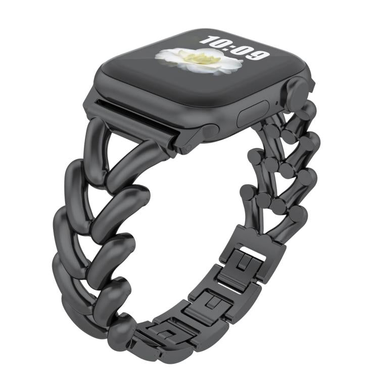 For Apple Watch 46mm / 49mm / 45mm / 44mm Kalebol V-shaped Zinc Alloy Strap(Black)
