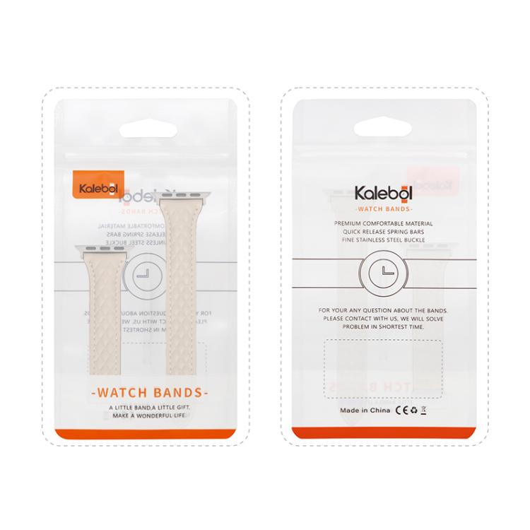 For Apple Watch 42mm / 41mm / 40mm / 38mm Kalebol Diamond Pattern Magnetic Buckle Leather Strap(Starlight) - Watch Bands by Kalebol | Online Shopping South Africa | PMC TechLife | Buy Now Pay Later Mobicred
