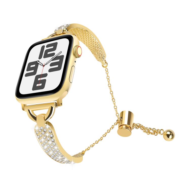 For Apple Watch 46mm / 49mm / 45mm / 44mm Kalebol Stone Curved Zinc Alloy Strap(Gold)