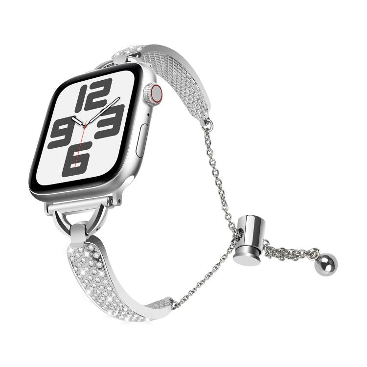 For Apple Watch 46mm / 49mm / 45mm / 44mm Kalebol Stone Curved Zinc Alloy Strap(Silver)