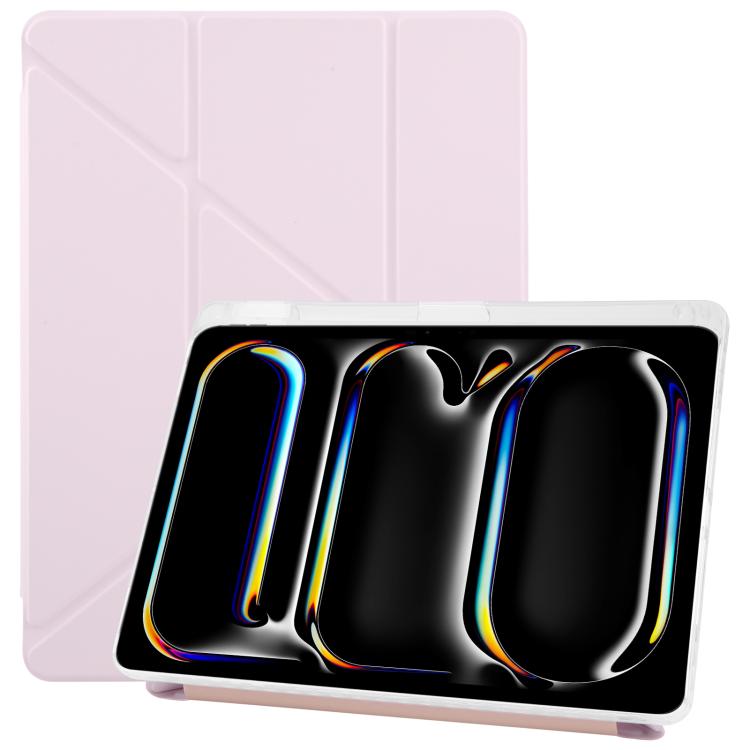 For iPad Pro 13 2024 ZGA Genre Series Y-Fold Leather Tablet Case with Pen Slot(Pink) - free shipping - PMC Jewellery - Order now!
