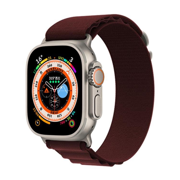 For Apple Watch 46mm / 49mm / 45mm / 44mm Kalebol Aline Nylon Loop Watch Band(Wine Red)