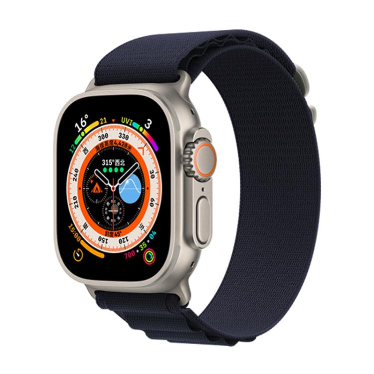 For Apple Watch 46mm / 49mm / 45mm / 44mm Kalebol Aline Nylon Loop Watch Band(Midnight Blue)
