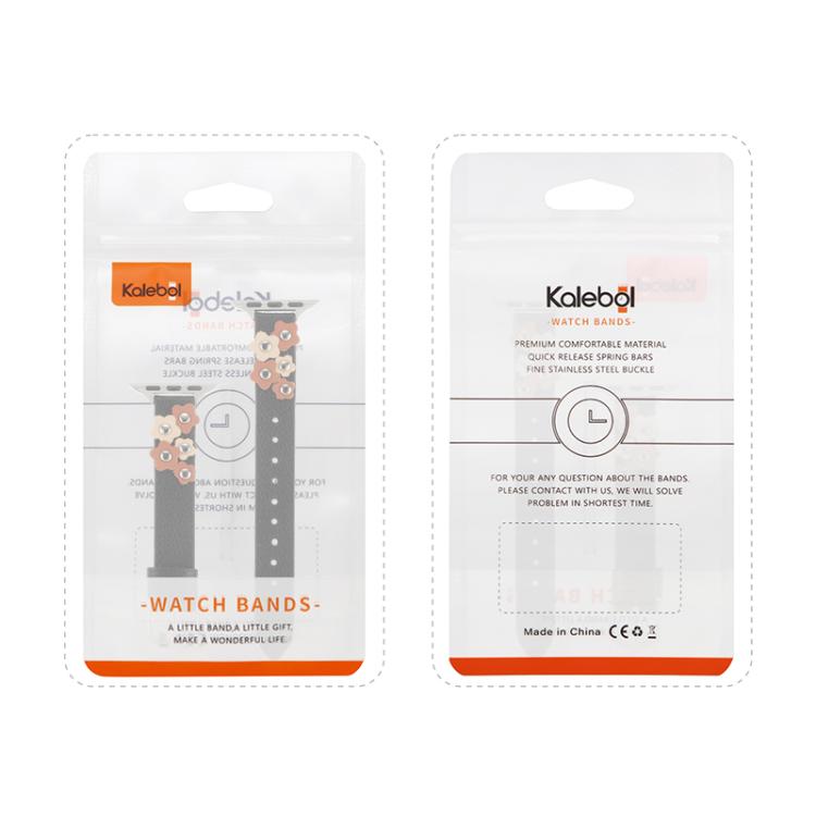 For Apple Watch 46mm / 49mm / 45mm / 44mm Kalebol Studded Flower Leather Strap(Brown) - free shipping - PMC TechLife - Order now!