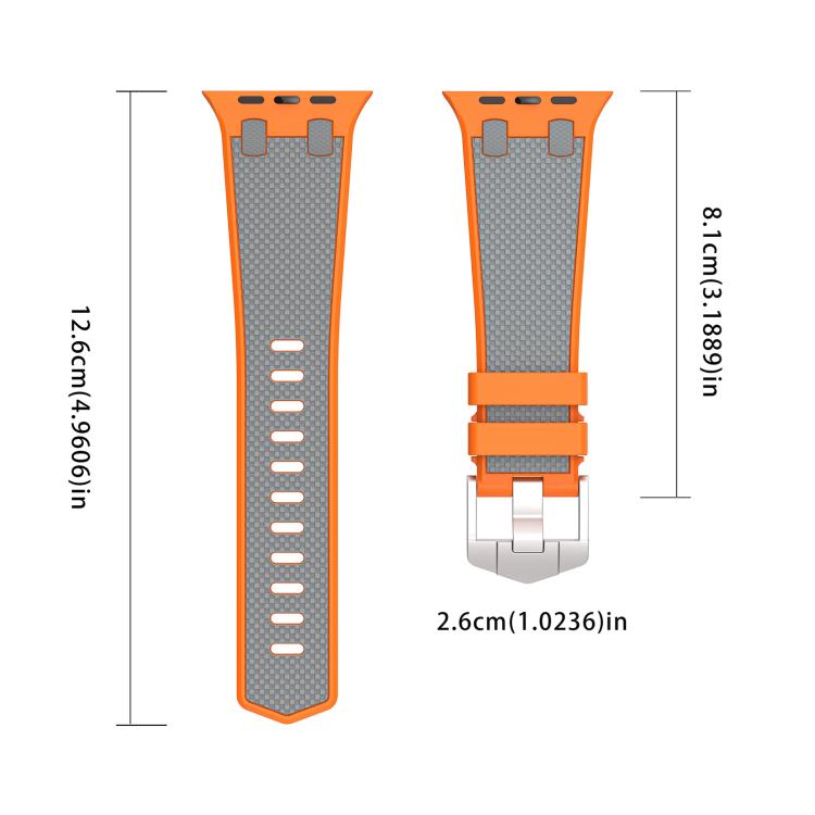 For Apple Watch 46mm / 49mm / 45mm / 44mm Kalebol Farmhouse Oak Silicone Strap(Orange + Grey)