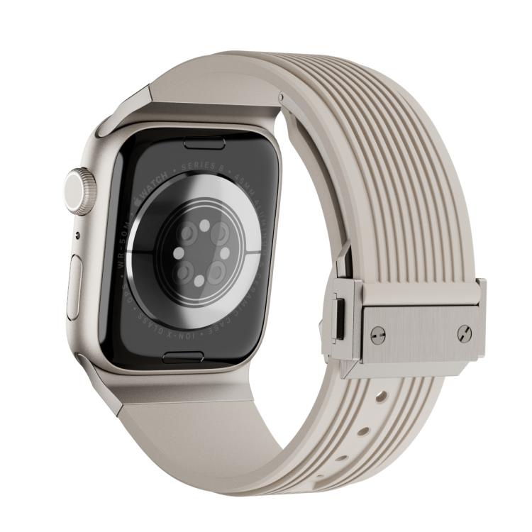 For Apple Watch 46mm / 49mm / 45mm / 44mm Kalebol High Elasticity L-shaped Nail Silicone Strap(Starlight)