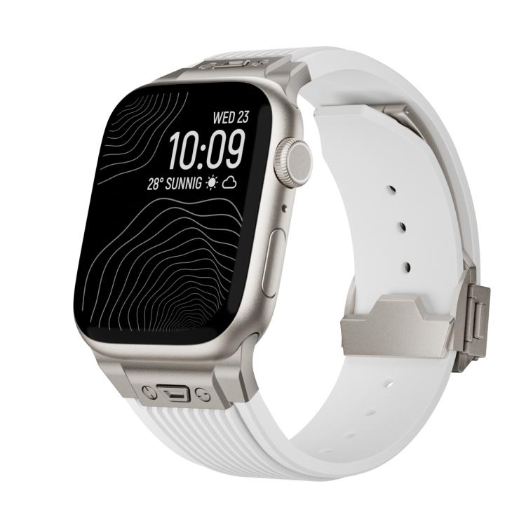 For Apple Watch 42mm / 41mm / 40mm / 38mm Kalebol High Elasticity L-shaped Nail Silicone Strap(White)