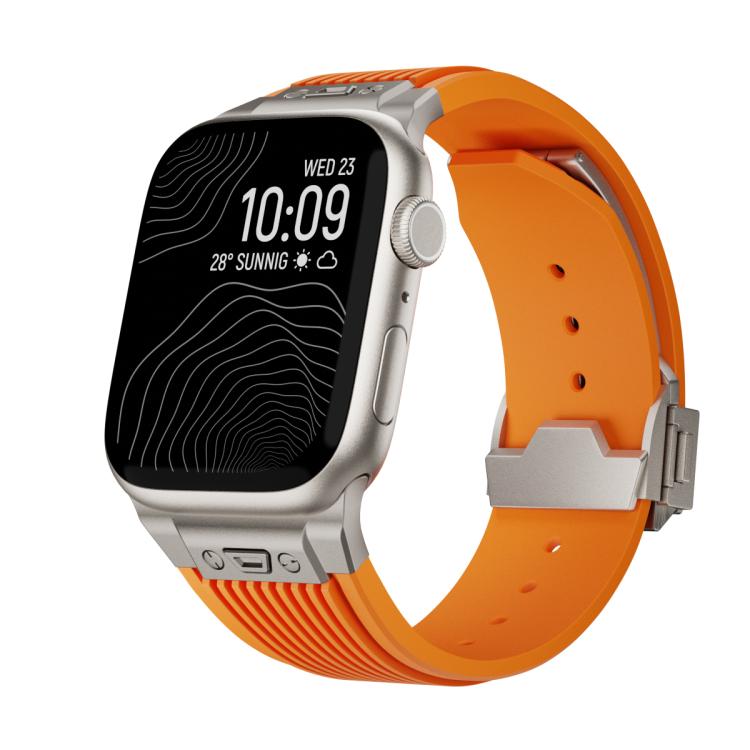 For Apple Watch 42mm / 41mm / 40mm / 38mm Kalebol High Elasticity L-shaped Nail Silicone Strap(Orange)