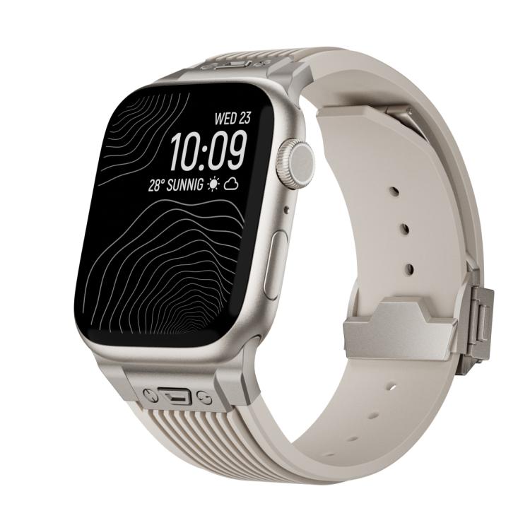 For Apple Watch 42mm / 41mm / 40mm / 38mm Kalebol High Elasticity L-shaped Nail Silicone Strap(Starlight)