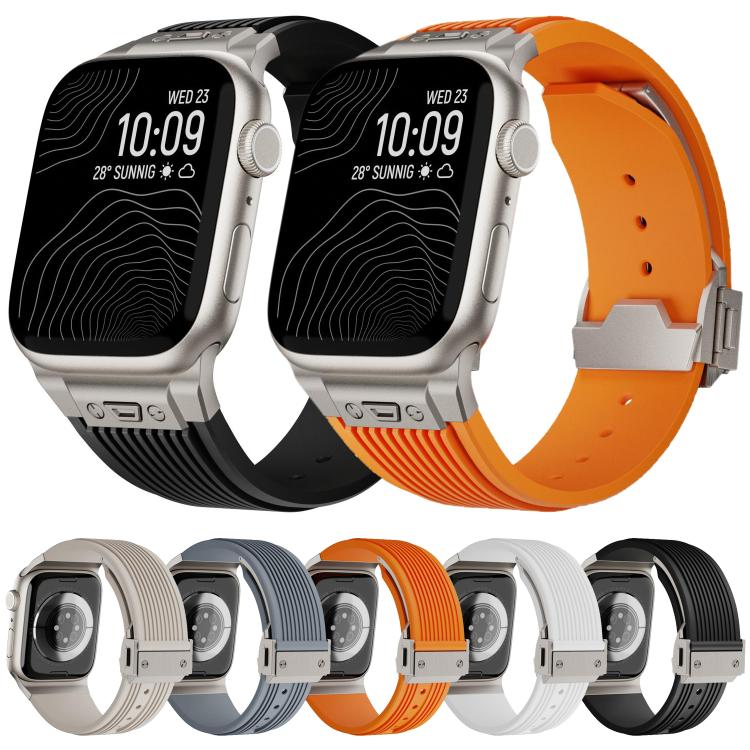 For Apple Watch 46mm / 49mm / 45mm / 44mm Kalebol High Elasticity L-shaped Nail Silicone Strap(White) - Watch Bands by Kalebol | Online Shopping South Africa | PMC TechLife | Buy Now Pay Later Mobicred