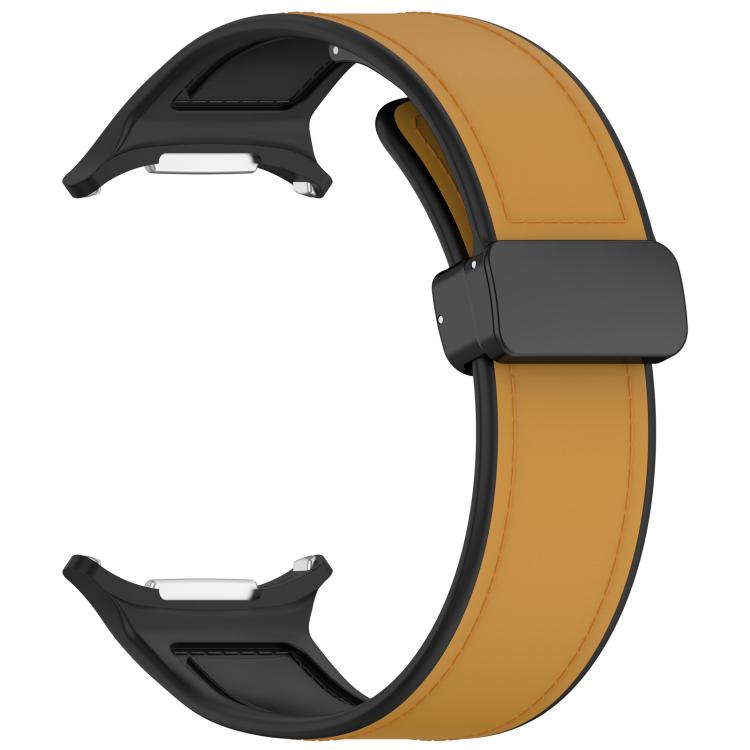 For Samsung Galaxy Watch Ultra 47mm Kalebol Composite Silicone Folding Magnetic Buckle Watch Band(Light Brown)