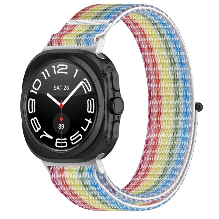 For Samsung Galaxy Watch Ultra 47mm Kalebol Hook and Loop Fastener Nylon Braided Watch Band(Rainbow)
