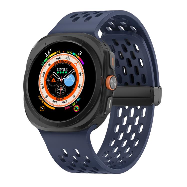 For Samsung Galaxy Watch Ultra 47mm Kalebol Porous Silicone Magnetic Watch Band(Blue)