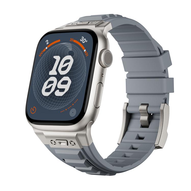For Apple Watch 46mm / 49mm / 45mm / 44mm Kalebol High Stretch Silicone Armor Watch Band(Titanium Grey)