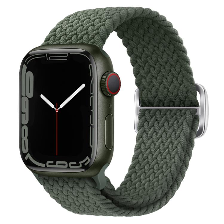 For Apple Watch 46mm / 49mm / 45mm / 44mm Kalebol Eight Buckle Nylon Braided Watch Band(Dark Green)