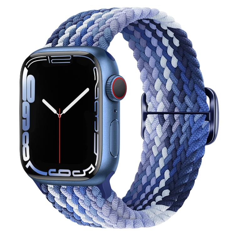 For Apple Watch 46mm / 49mm / 45mm / 44mm Kalebol Eight Buckle Nylon Braided Watch Band(Blueberry)