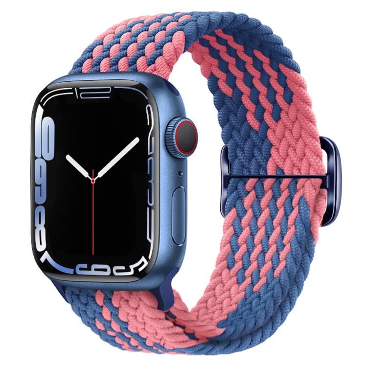 For Apple Watch 42mm / 41mm / 40mm / 38mm Kalebol Eight Buckle Nylon Braided Watch Band(Blue Pink)