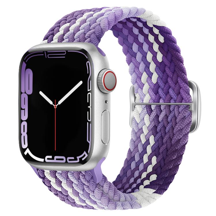 For Apple Watch 42mm / 41mm / 40mm / 38mm Kalebol Eight Buckle Nylon Braided Watch Band(Grape Purple)