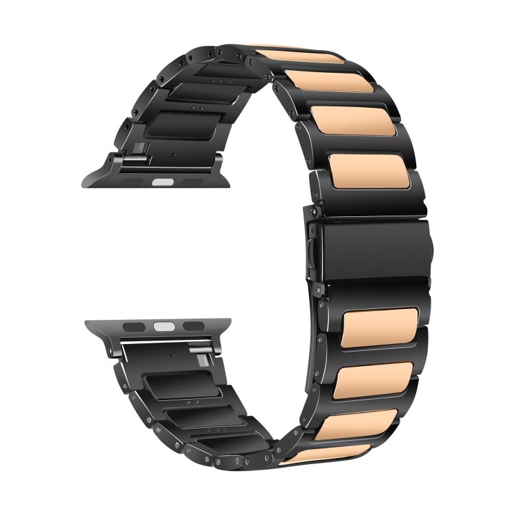 For Apple Watch 46mm / 49mm / 45mm / 44mm Kalebol Tooling Metal Zinc Alloy Watch Band(Black Rose Gold)