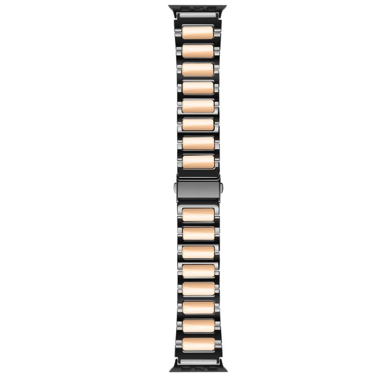 For Apple Watch 46mm / 49mm / 45mm / 44mm Kalebol Tooling Metal Zinc Alloy Watch Band(Black Rose Gold)