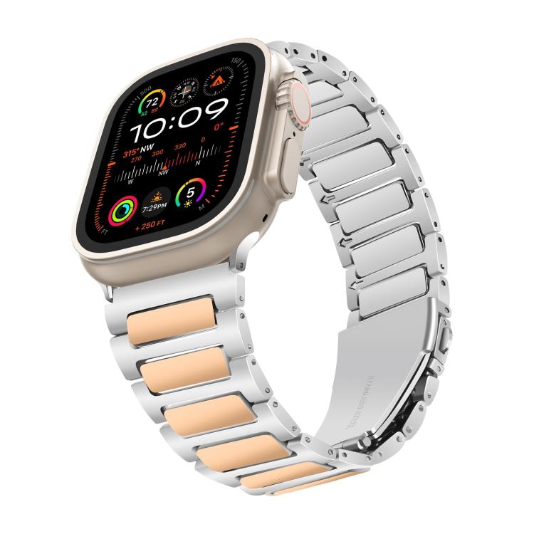 For Apple Watch 46mm / 49mm / 45mm / 44mm Kalebol Tooling Metal Zinc Alloy Watch Band(Silver Rose Gold)