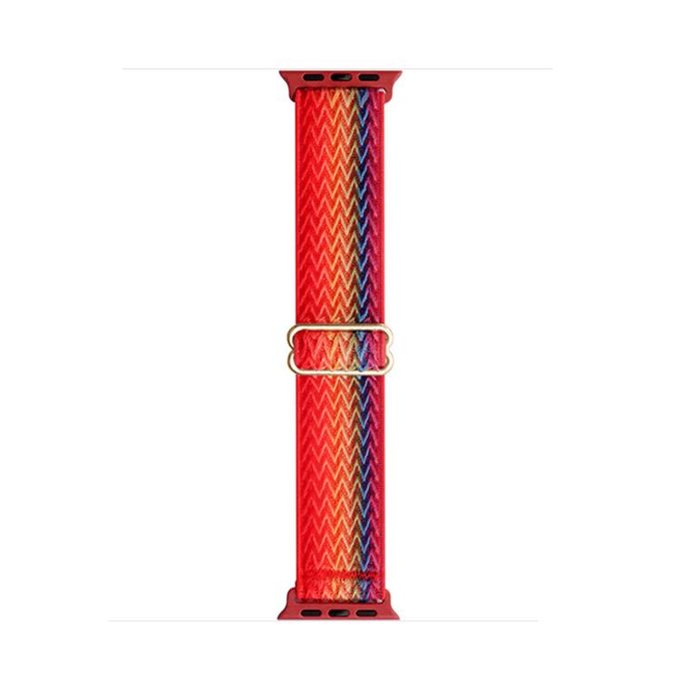 For Apple Watch 46mm / 49mm / 45mm / 44mm Kalebol Eight Buckle Wavy Braided Nylon Watch Band(Rainbow)