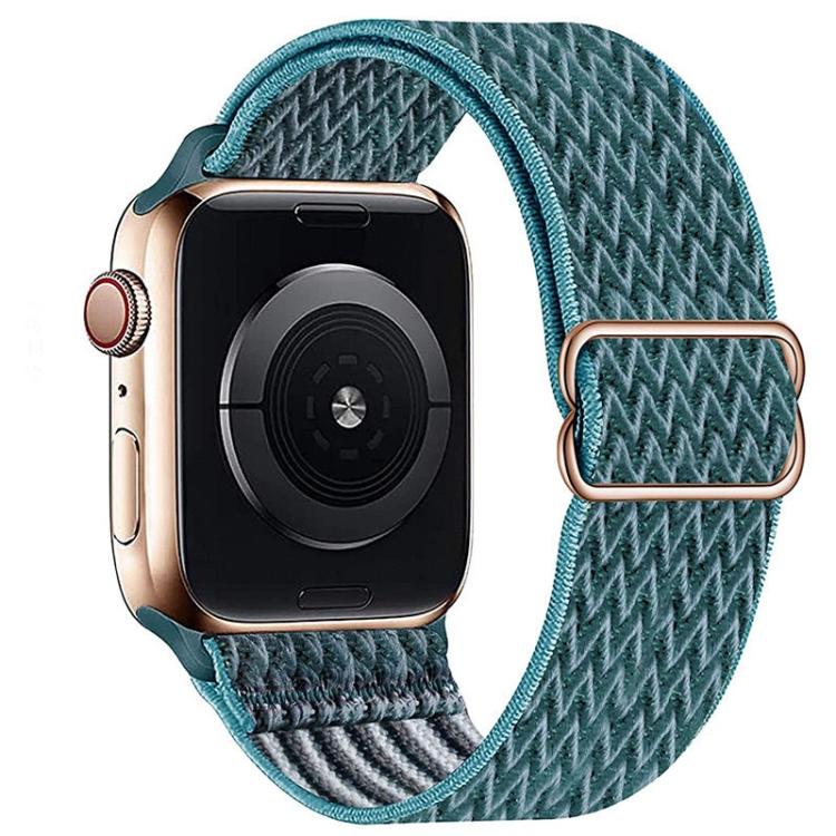 For Apple Watch 46mm / 49mm / 45mm / 44mm Kalebol Eight Buckle Wavy Braided Nylon Watch Band(Emerald Green)