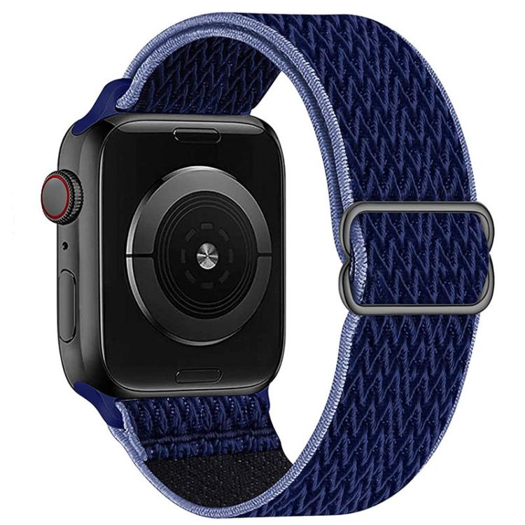 For Apple Watch 46mm / 49mm / 45mm / 44mm Kalebol Eight Buckle Wavy Braided Nylon Watch Band(Navy Blue)