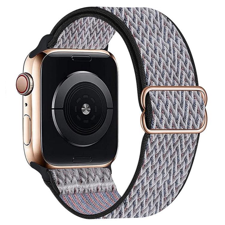 For Apple Watch 46mm / 49mm / 45mm / 44mm Kalebol Eight Buckle Wavy Braided Nylon Watch Band(Black Grey)