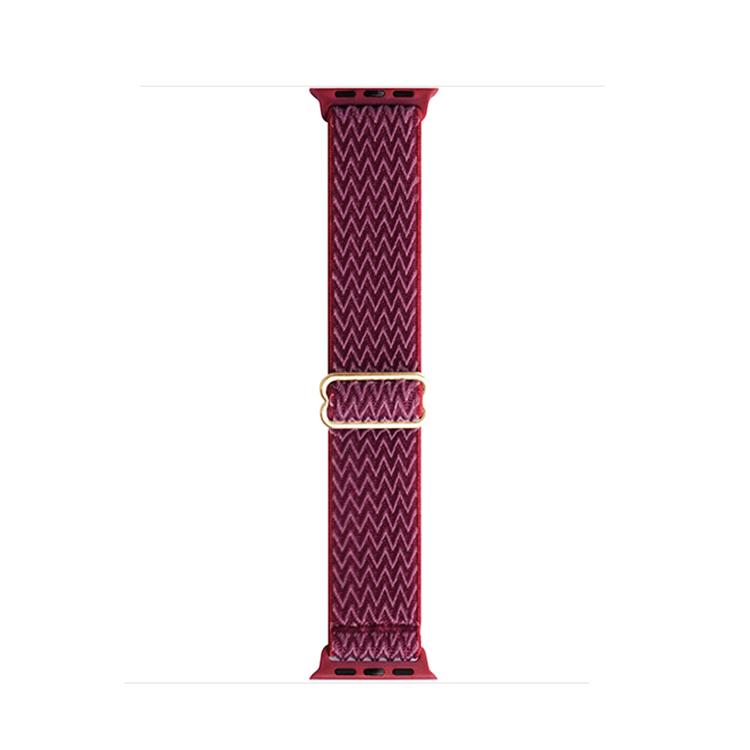 For Apple Watch 42mm / 41mm / 40mm / 38mm Kalebol Eight Buckle Wavy Braided Nylon Watch Band(Wine Red)