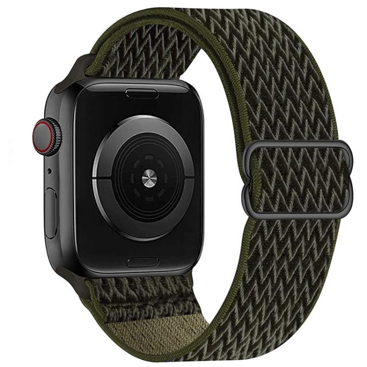 For Apple Watch 42mm / 41mm / 40mm / 38mm Kalebol Eight Buckle Wavy Braided Nylon Watch Band(Army Green)