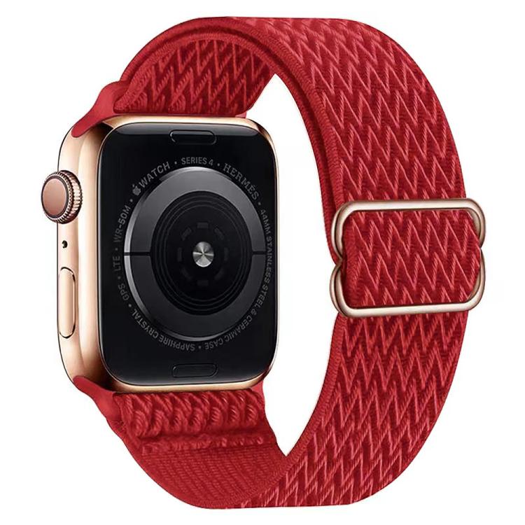 For Apple Watch 42mm / 41mm / 40mm / 38mm Kalebol Eight Buckle Wavy Braided Nylon Watch Band(Red)