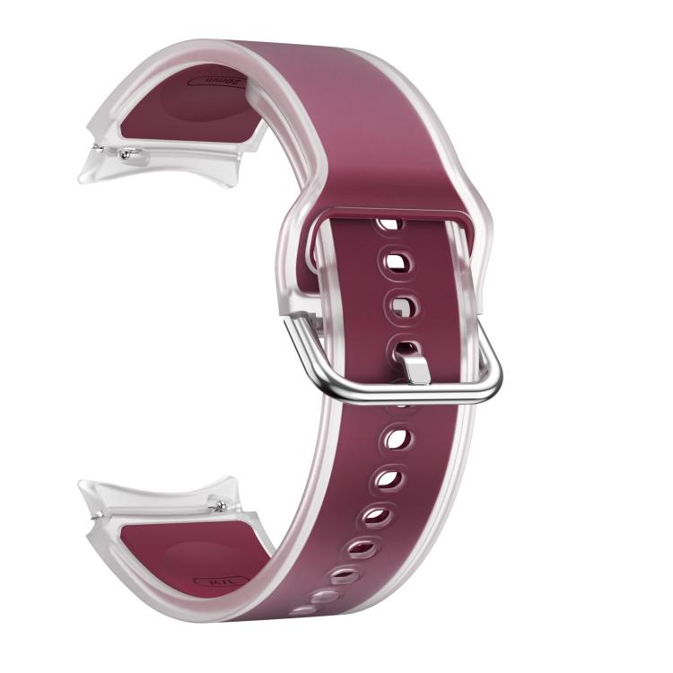 For Samsung Galaxy Watch 7 / 6 / 5 / 4 Kalebol Glacier Transparent Silicone Watch Band(Wine Red)