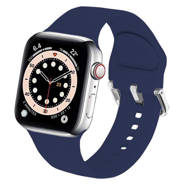 For Apple Watch 46mm / 49mm / 45mm / 44mm Kalebol Metal Pin Buckle Silicone Watch Band(Dark Blue)