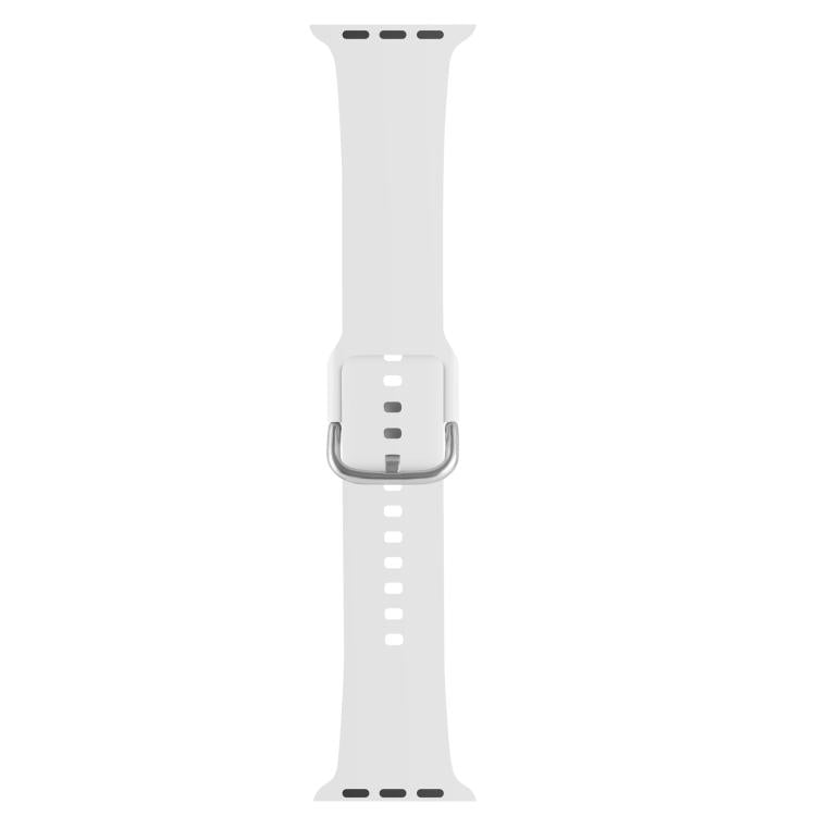 For Apple Watch 42mm / 41mm / 40mm / 38mm Kalebol Metal Pin Buckle Silicone Watch Band(White)