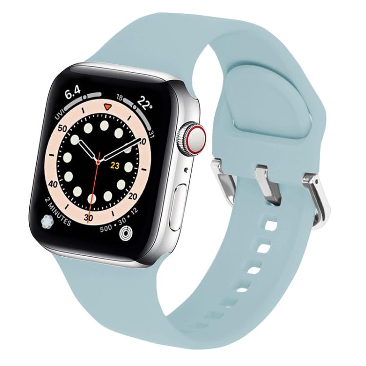 For Apple Watch 42mm / 41mm / 40mm / 38mm Kalebol Metal Pin Buckle Silicone Watch Band(Mint Green)