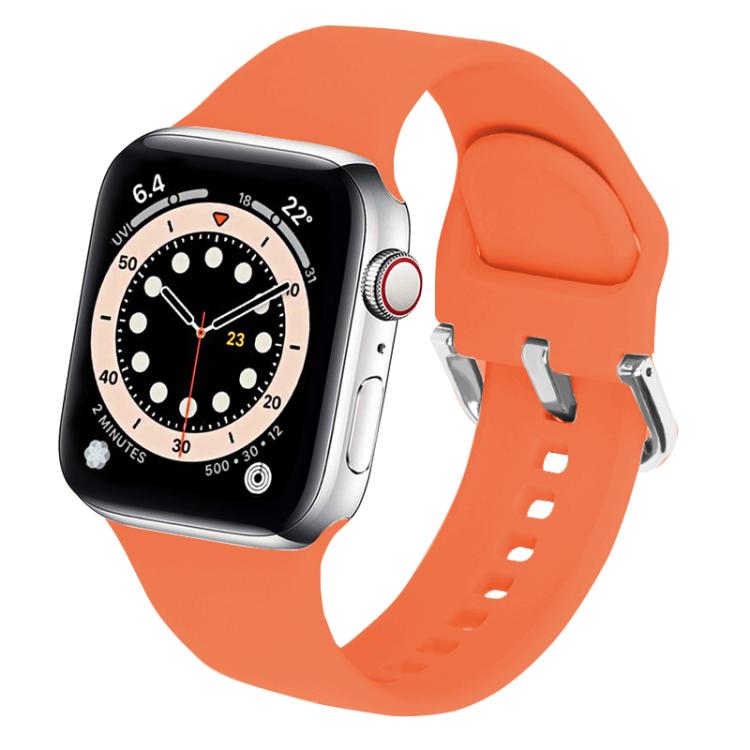 For Apple Watch 42mm / 41mm / 40mm / 38mm Kalebol Metal Pin Buckle Silicone Watch Band(Orange)