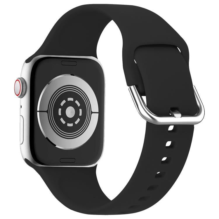 For Apple Watch 42mm / 41mm / 40mm / 38mm Kalebol Metal Pin Buckle Silicone Watch Band(Black)