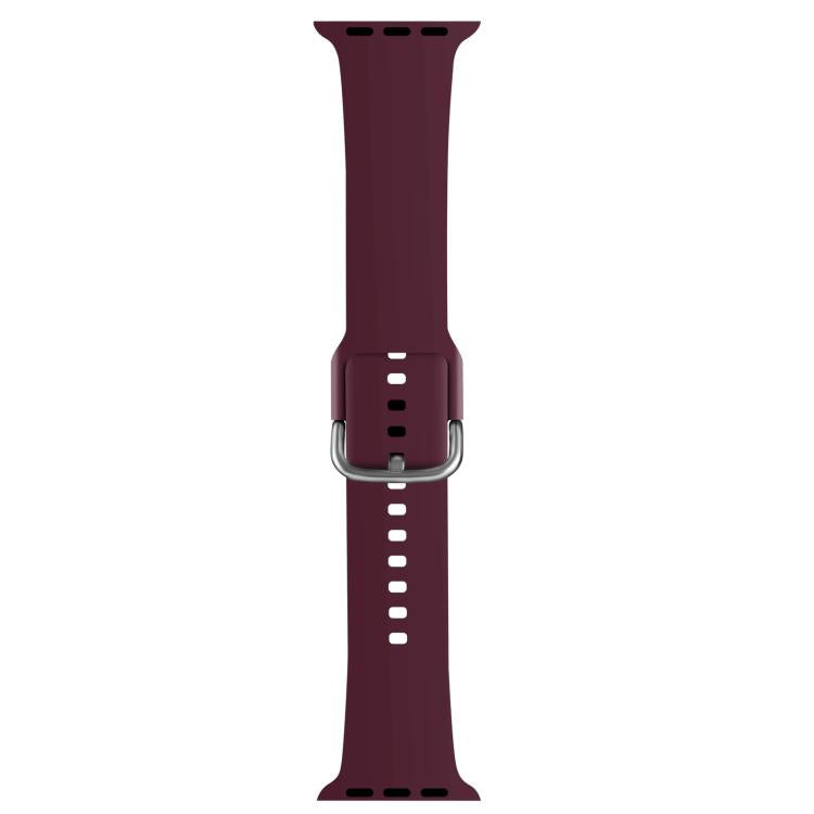For Apple Watch 42mm / 41mm / 40mm / 38mm Kalebol Metal Pin Buckle Silicone Watch Band(Wine Red)