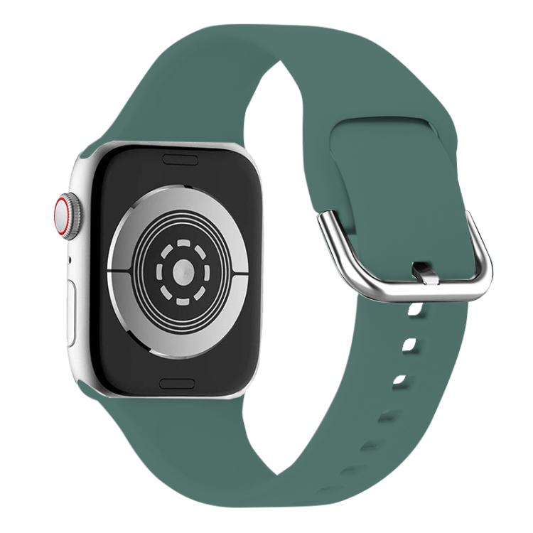 For Apple Watch 42mm / 41mm / 40mm / 38mm Kalebol Metal Pin Buckle Silicone Watch Band(Pine Green)