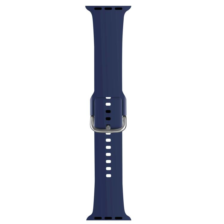 For Apple Watch 42mm / 41mm / 40mm / 38mm Kalebol Metal Pin Buckle Silicone Watch Band(Dark Blue)