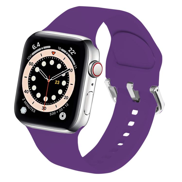 For Apple Watch 42mm / 41mm / 40mm / 38mm Kalebol Metal Pin Buckle Silicone Watch Band(Dark Purple)
