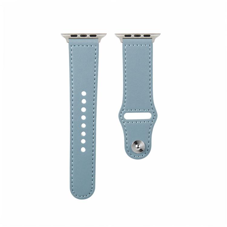 For Apple Watch 46mm / 49mm / 45mm / 44mm Kalebol Large Stud Buckle Leather Watch Band(Haze Blue)